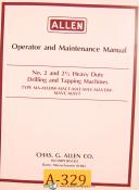 Allen-Allen No. 3, V-Belt Vertical Drilling and Tapping Machine, Operations Manual-No. 3-02